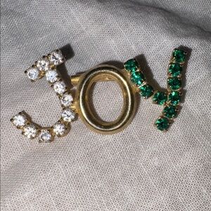 Gold and Crystal 'JOY' Brooch